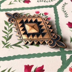 Vintage Southwestern style copper brooch w/ geometric design
